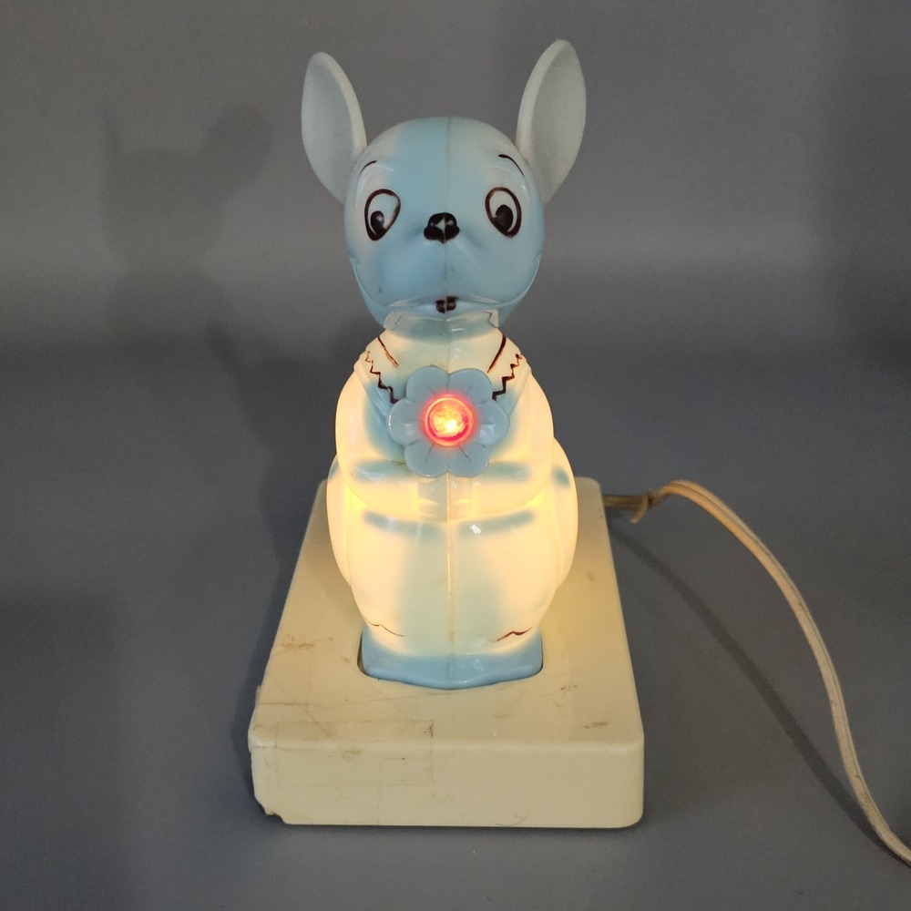 Vintage 50s Mouse Night Light Portable Lamp Made In USA Nursery Grandmacore